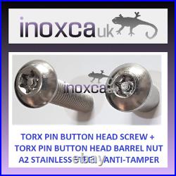 100 M4 X 10 Torx Pin Button Head Screws With Button Head Barrel Nuts Stainless