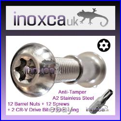 12 M10 X 100 Torx Pin Button Head Screw With Barrel Nut A2 Stainless +2 Bits T45