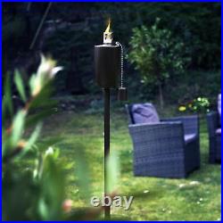 12x Metal Garden Torches Tiki Paraffin Oil Fire Lantern Barrel Black