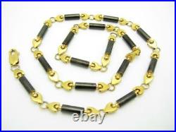 18kt Yellow Gold over Stainless Steel Barrel Design Link 24 Necklace New Gift