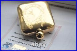 24K Gold Plated Lucky Horse Hip Flask Stainless Steel? Etal 6oz Gift Box