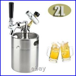 2L Stainless Steel Mini Beer Keg with Faucet Pressurized Beer Barrel Bucket