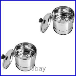 2 Pieces Sushi Barrel Stainless Steel Steamer Pot Rice Cooking Bucket