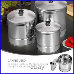 2 Pieces Sushi Barrel Stainless Steel Steamer Pot Rice Cooking Bucket