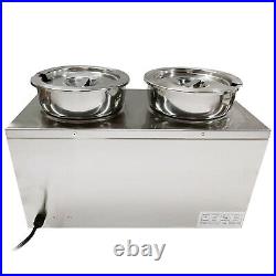 2 Pot Catering Soup Sauce Food Warmer Barrel Round Electric Bain Marie 220V Hoom