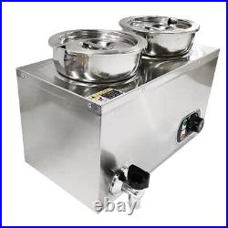 2 Pots Commercial Bain Marie Wet Well Soup Sauce Heat Electric Food Warmer