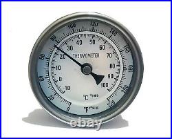 3.25 Stainless Steel Thermometer with 6 Probe & Weldless Bulkhead Kit Option