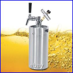 3.6L Mini Stainless Steel Beer Barrel Keg+Tap+Spear+2 Class Pressure Gauge