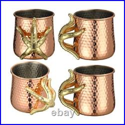 4Pcs Coffee Mug Stainless Steel Copper Plating Barrel Moscow Mule Mug 500ml 18oz