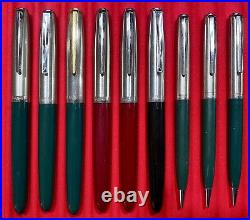 60+ Piece Lot Of Vintage Parker 21 Fountain Pens Pencils Caps Barrels Nibs Parts