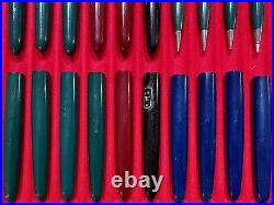 60+ Piece Lot Of Vintage Parker 21 Fountain Pens Pencils Caps Barrels Nibs Parts