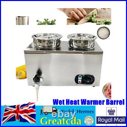 8L 2 Pots Electric Bain Marie Wet Well Soup Sauce Heater Food Warmer Commercial