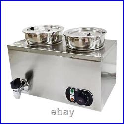 8L Electric Bain Marie 2 Pots Food Warmer Wet Well Soup Sauce Heating Barrel