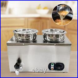 8L Electric Bain Marie 2 Round Pot Catering Soup Sauce Food Warmer Barrel Large