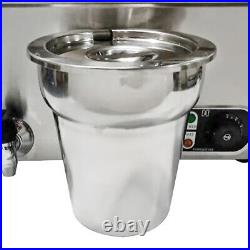 8L Electric Bain Marie 2 Round Pot Catering Soup Sauce Food Warmer Barrel Large