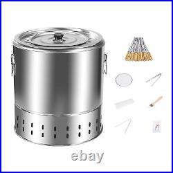 BBQ Grill Bucket Stainless Steel Grill Barrel Sturdy BBQ Charcoal Grill Stovetop