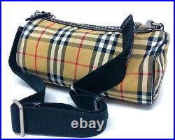 BURBERRY 4076635 The Small Vintage Check and Leather Barrel Bag Women's Handbag