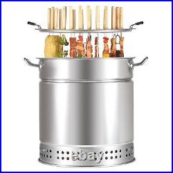 Barbecue Hanging Grill Stainless Steel Barrel for Grilling Garden Backpacking