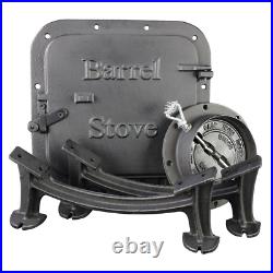 Barrel Camp Stove Kit Heavy Duty Cast Iron Hunting Fishing Cooking Grilling