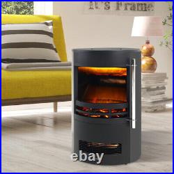 Barrel Curved Electric Fireplace Stove LED Flame Effect Portable Heater Standing