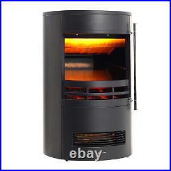 Barrel Curved Electric Fireplace Stove LED Flame Effect Portable Heater Standing