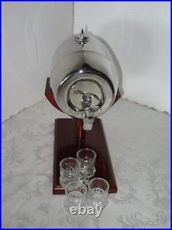 Bazza Bar Stainless Steel Barrel decanter set stand & shot glasses 6 Pc 2½ lite