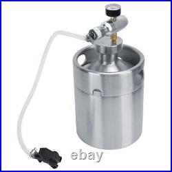 Beer Barrel 2L 304 Stainless Steel Beer Keg Spear Tap Pressure Gauge Set With