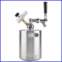 Beer Barrel 2L Mini Stainless Steel Keg With Faucet Pressurized For Home Brewing