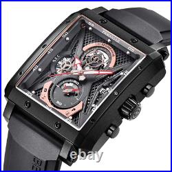 Bersigar Rectangular Barrel Type Quartz Fashion Luxury Steel Wrist Mens Watch
