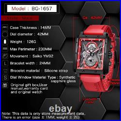 Bersigar Rectangular Barrel Type Quartz Fashion Luxury Steel Wrist Mens Watch