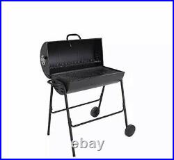 Black Charcoal Barrel BBQ Grill Garden Barbecue Mini Smoker Free Delivery