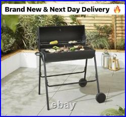 Black Charcoal Barrel BBQ Grill Garden Barbecue Mini Smoker Free Delivery