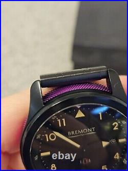 Bremont U-2/51-JET Black DLC Watch With Purple Barrel On Bracelet Rare One Off