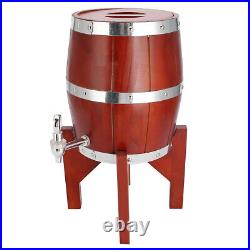 (Brown 3L)Stainless Steel Liner Oak Wood Home Bar Wine Barrel Keg Container