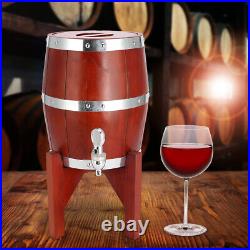 (Brown 3L)Stainless Steel Liner Oak Wood Home Bar Wine Barrel Keg Container