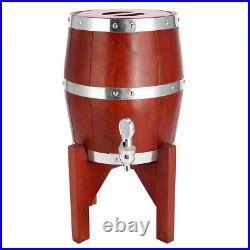 (Brown 3L)Stainless Steel Liner Oak Wood Home Bar Wine Barrel Keg Container HD