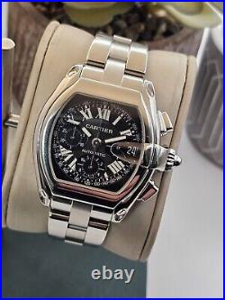 Cartier Roadster XL Chronograph Watch Ref 2618 Stainless Steel Watch