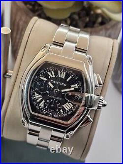 Cartier Roadster XL Chronograph Watch Ref 2618 Stainless Steel Watch