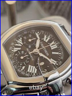 Cartier Roadster XL Chronograph Watch Ref 2618 Stainless Steel Watch