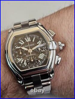 Cartier Roadster XL Chronograph Watch Ref 2618 Stainless Steel Watch