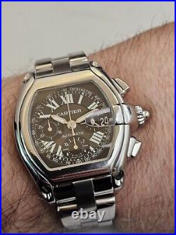 Cartier Roadster XL Chronograph Watch Ref 2618 Stainless Steel Watch