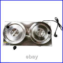 Commercial 8L 2 Pots Electric Bain Marie Wet Well Soup Sauce Heater Food Warmer