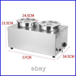 Commercial Catering Barrel Bain Marie 2 Pots Wet Soup Warmer Electric Container