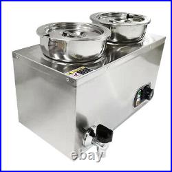 Commercial Electric Bain Marie Food Warmer Heating Pan Wet Well Heating Two Pot