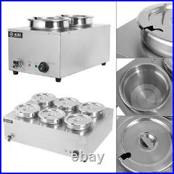Commercial Heat Bain Marie Electric Soup Sauce Food Barrel Warmer with 2/6 Pots