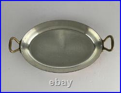 Crate And Barrel Oval Copper Dish Gratin Pan Vintage Brass Handles France RARE