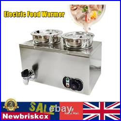 Electric 2-Pots Bain Marie Commercial Catering Wet Well Heating Food Warmer