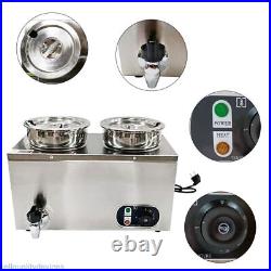 Electric Bain Marie 2 Round Pot Catering Soup Sauce Food Large Warmer Barrel 8L