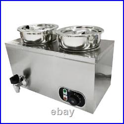 Electric Bain Marie Commercial Wet Well Soup Heating Barrel Food Warmer 2 Pots