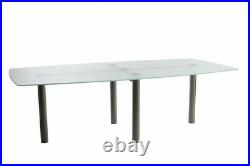 Frosted Glass and Stainless steel Boardroom table 120cm x 240cm (Barrel shaped)
